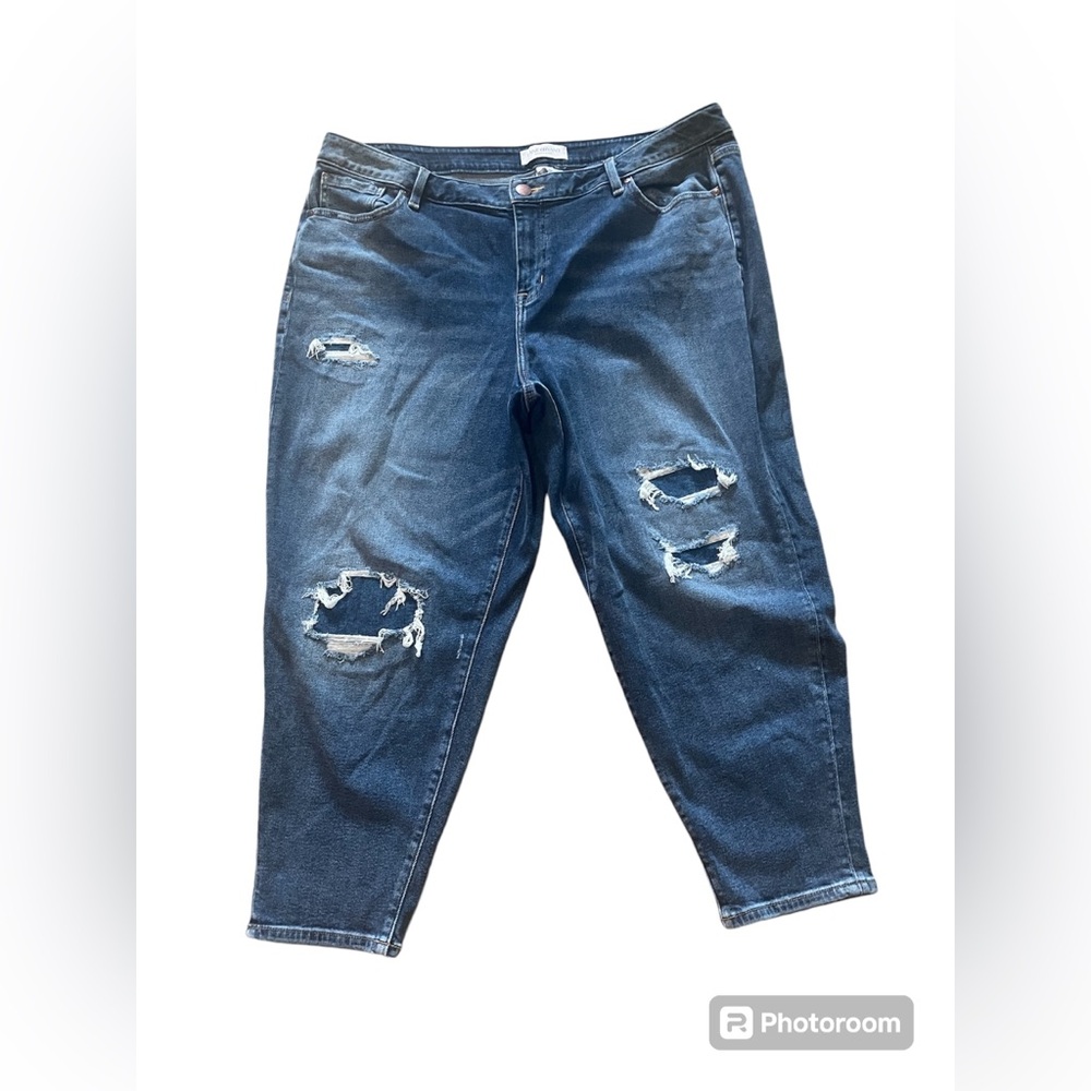 LANE BRYANT distressed patched jeans. EUC no flaws